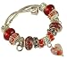 15 MIXED RED BEADS & CHARMS + 21cm BRACELET FITS PANDORA COMPONATES