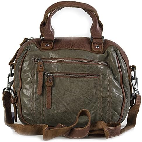 GOOTUCH Leather Travel Shoulder Bag Handbag Briefcase for Men Women (Dark-army)