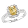 10K White Gold 1/8 ctw Diamond (H-I, I1-I2) and Citrine Ring