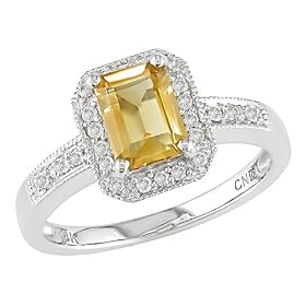 Buy 10K White Gold 1 8 ctw Diamond and Citrine Ring by Amour
