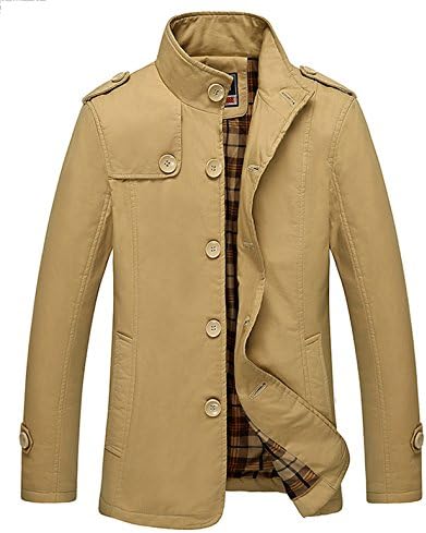 Lega Mens Silm Fit Cotton Classic Fleeze Coat Winter Jacket Khaki(6887) Medium Plus,Khaki(6887),US M/CN XXL