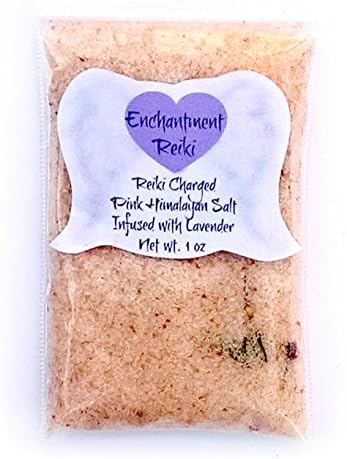 VERY SMALL 1 oz net wt. Reiki Charged Pink Himalayan Halite Salt Bag infused with Lavender Essential Oil for Home Cleansing Smudging Purification