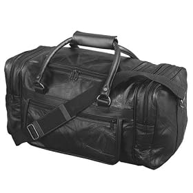 Travelers Club PL-4018-CL-001-BLACK Patchwork Leather 18 Inch Duffle Bag With Color Box - Black