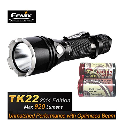 Fenix TK22 2014 Edition 920 Lumen CREE XM-L2(U2) LED Smooth Beam Tactical Flashlight with 2X LegionArms CR123A Batteries