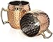 Xummit Stunning Hammered Moscow Mule Copper Mug / Cup with Golden-Hued Handle 18 Oz (Set of 2)