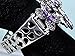 Alilang Silvery Tone Shine Amethyst Clear Crystal Rhinestones Butterfly Insect Cuff Bangle Bracelet