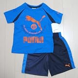 PUMA（プ-マ）ロゴカットソー＆ハーフパンツ上下セット（ブルー×ネイビー） [Baby Product]