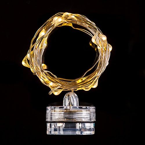 5 Battery Powered Warm White LED Fairy Twinkle String Lights - 10 Ft (3m) for DIY Wedding Centerpiece or Table Decorations- Alternative to Submersible Tea Lights (5, Warm White)