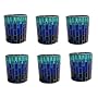 Biedermann & Sons Glass Votive or Tea-Light Candleholders, Mediterranean-Blue Mosaic, Set of 6