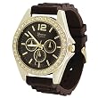 Geneva Women's Platinum Brown Chronograph-style Silicone Watch