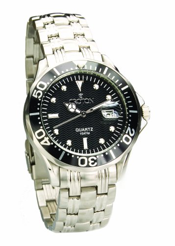 51Mq7a6h2hL Croton Mens Stainless Steel Dive Watch #CA301129SSBK