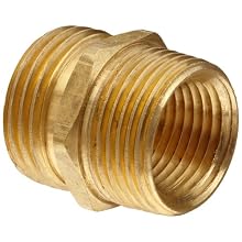 Anderson Metals Brass Garden Hose Fitting, Connector, 3/4" Male Hose ID x 3/4" Male Pipe x 1/2" Tapped Female Pipe