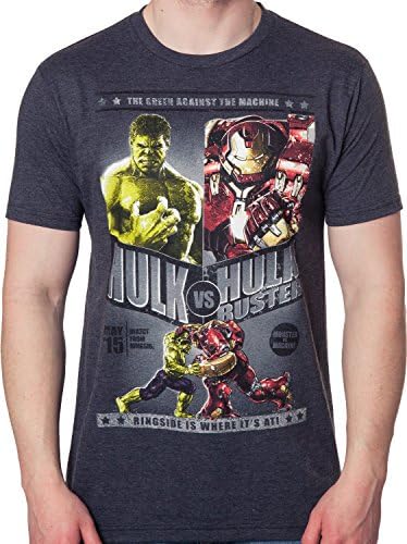 Men's Hulk Vs Hulk Buster Movie avengers T-Shirt Charcoal Heather Large
