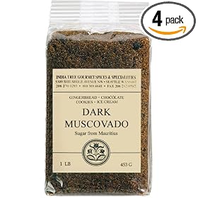 India Tree Dark Muscovado Sugar, 1 Pound (Pack of 4)