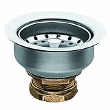 MOEN 22037 3-1/2-Inch Drop-In Basket Strainer with Drain Assembly and Brass Lock Nut, Satin (Not CA / VT Compliant)