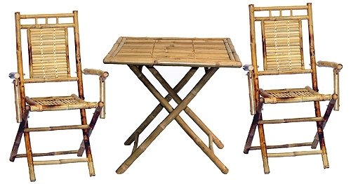 3 Pc Bamboo Dining Square Table Set product image