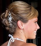 Silver Floral Rhinestone Comb
