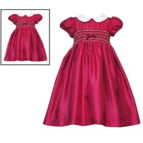 Rare Editions Girls 2T-6X RED SMOCKED SHANTUNG Special Occasion Wedding Flower Girl Holiday Pageant Party Dress