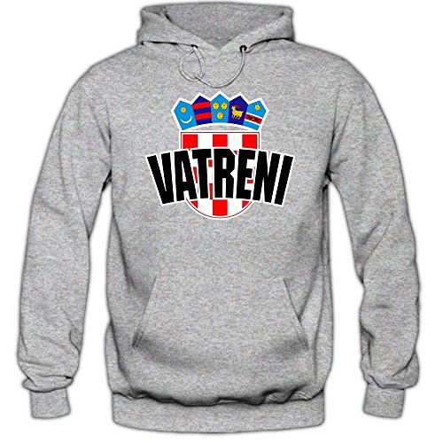 Kroatien EM 2016 #4 Kapuzenpullover | Herren | HRVATSKA | Kockasti | Trikot | Nationalmannschaft, Farbe:Graumeliert (Greymelange F421);Größe:S