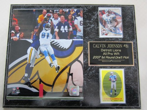 Calvin Johnson Detroit Lions 2 Card Collector Plaque