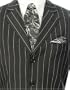 Elegant Dark Three Button Black Pinstripe Mens Suit + 2 Free Ties + Free Shipping