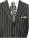 Apparel : Elegant Dark Three Button Black Pinstripe Mens Suit + 2 Free Ties + Free Shipping