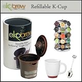 Ekobrew Refillable K Cup + Nifty Cup Carousel + Halo Bistro Coffee Cup + Saucer Demi Spoon