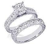3.75 Ct Cushion Cut Diamond Vintage Engagement Wedding Rings Channel Set 14K GIA