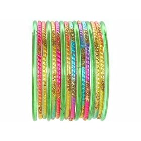 Beachcombers! Ethnic Glass Indian Wedding Bridal Bollywood Bangles Belly Dance Bracelets Set...