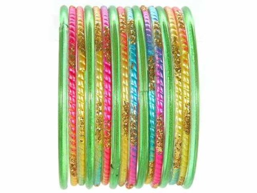 Click here to buy Beachcombers! Ethnic Glass Indian Wedding Bridal Bollywood Bangles Belly Dance Bracelets Set....