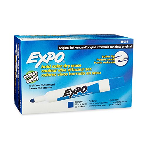 Expo Original Dry Erase Markers, Bullet Tip, Blue, Box of 12 (88003)