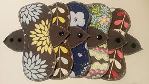 Bamboo & Cotton /PUL Reusable Cloth Pads Panty Liners Light Days Set of 5 - Floral (5)