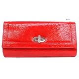 Red Penny Faux Leather Clutch Bag Purse Handbag