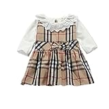 SnoLyni (JP) キッズワンピース フォーマル女児 サロペット Tシャツ チェック柄 キッズ春秋 服 子供 長袖 女の子 ガールズ ワンピース 2点セット オーバーオール結婚式 発表会 入園式