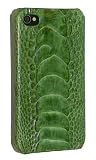 Apple iPhone 4 Handmade Genuine Ostrich Leather Snap On Case, Fern Green