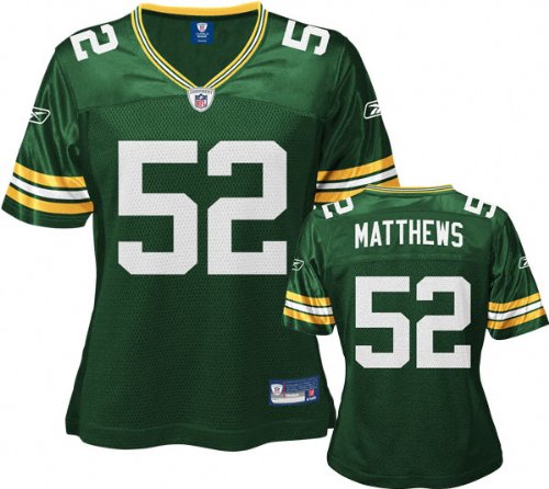 Clay Matthews Jr. Green Reebok NFL Replica Green Bay Packers Women's Jersey - Small