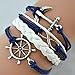 OVERMAL Handmade Adjustable Rudder Anchor Charms Multilayer Bracelet Wristband