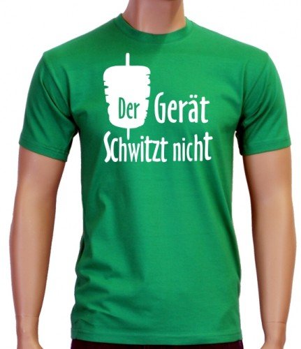Coole-Fun-T-Shirts Herren T-Shirt Der Ger&auml;t schwitzt nicht ! D&ouml;ner, green-wei&szlig;, XL, 10814_Green_weiss_GR.XL