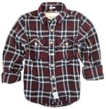 Abercrombie & Fitch Mens Timber Falls Plaid Flannel Shirt, Burgundy