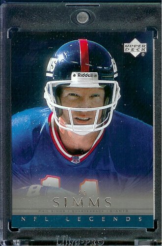 2000 Upper Deck Legends # 47 Phil Simms New York Giants Football Card - Mint Condition - Shipped In Protective ScrewDown Display Case!