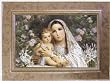 Madonna of the Lillies Mahogany Wood Framed Art Under Glass, 8" x 6" Frame, 4" x 6" Print - MADE IN ITALY