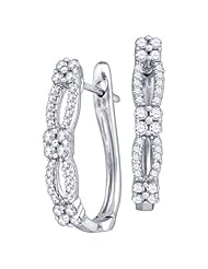 Diamond Flower Hoop Fashion Earrings 10K White Gold (0.52 ct.tw.)
