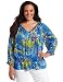 Jones New York Women's Plus-Size 3/4 Sleeve Smocked Shirt