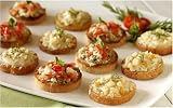 The Perfect Bite Co  Crostini Pack- 24 Caramelized Onion & Gorgonzola, 24 Artichoke & Roasted Red Pepper , 51-Ounce Box  (Pack of 4)