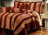 Luxury Holiday 7 Pc. Velvet and Jacquard Bed In a Bag Comforter Set with Decorative Pillows
