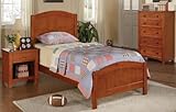 IMAGE OF Beautiful Twin Bed set in OAK Finish PDS f90206 f40232 f40233