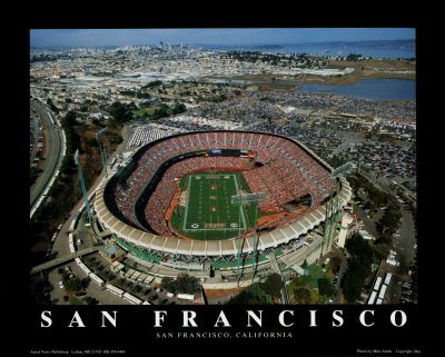San Francisco: 3COM at Candlestick Park, 49ers Art Poster Print by Mike Smith, 10x8