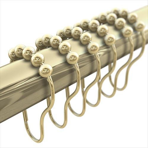 Hooks &amp; Rings Shower Curtain Rings, Metal Roller Shower Curtain Hooks, Lifetime Warranty! Set of 12 Rustproof Nickel Plated Brass &amp; Stainless Steel Bathroom Curtain Rings, Clips Easy Stays On Tight