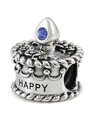 Ohm Silver CZ September Happy Birthday Cake Bead Charm