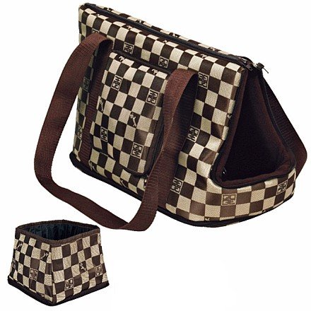 Tasche Chess, Nylon, beige-braun, 21x25x45 cm